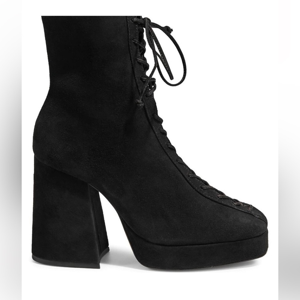 Schutz S-Marlova Lace-Up chunky heeled suede leather boots witchy goth sz 9